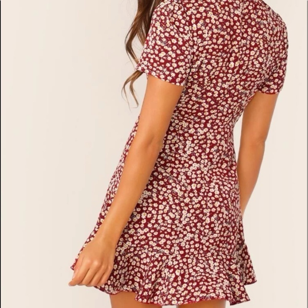 New floral print short sleeve mini dress - Picture 4 of 5